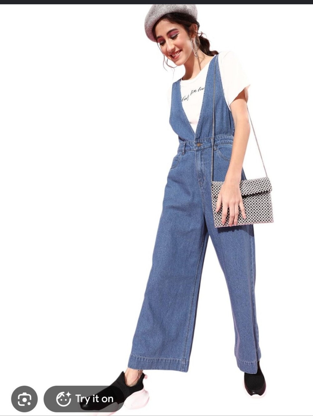 Denim Wide-Leg Jumpsuit Jeans Small
